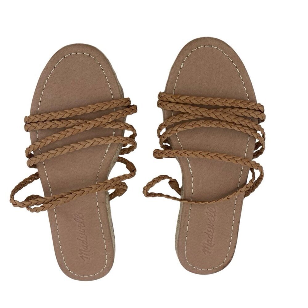 MADEWELL Sandal Sz 5-5.5 The Kathryn Espadrille Slide Amber Brown Leather MD777